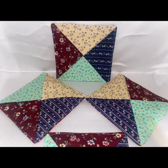 Homemade Floral Fabric Coasters - Picture 2 of 4